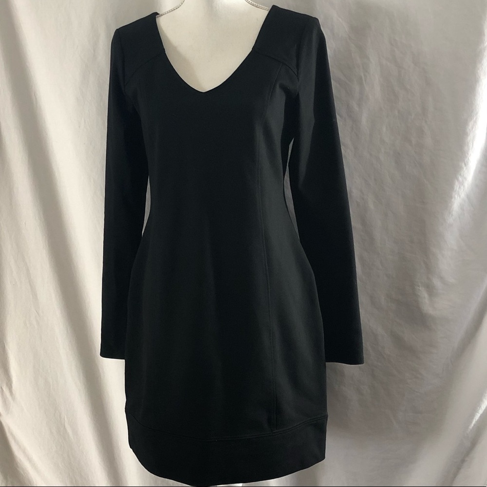 V-Neck A-Line Black Dress Long Sleeve Nordstrom XL